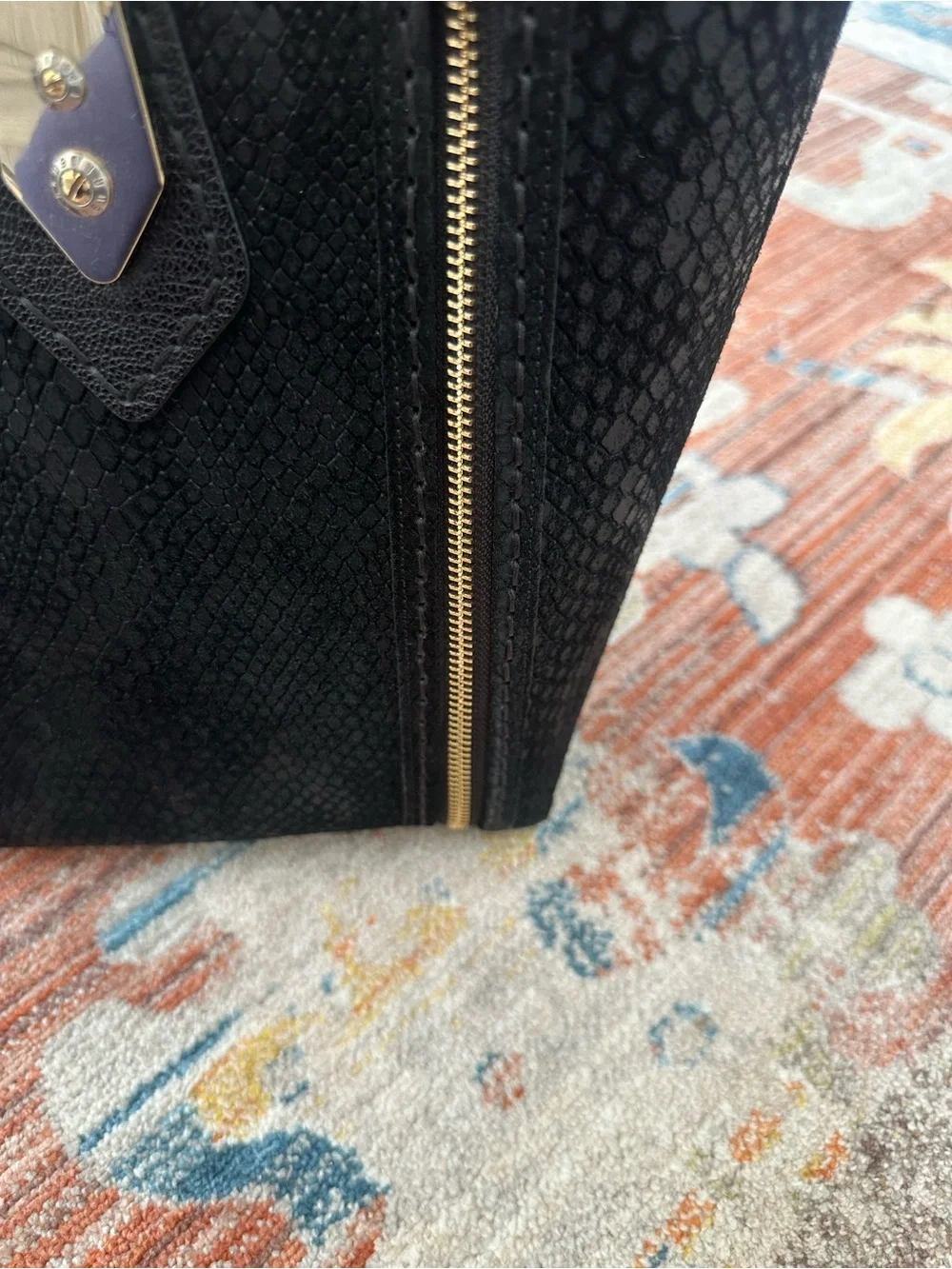 RARE Henri Bendel Black Python Snake Embossed Leather A-List Satchel Tote